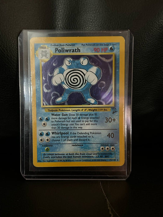 Poliwrath - 15/130 - Holo Rare - Unlimited Edition Base Set 2 Pokemon Lightly Pl