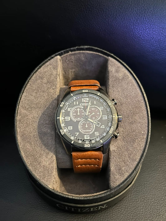 Citizen AT2447-01E Eco-Drive Sport 45mm Herrenuhr aus schwarzem Edelstahl
