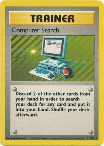 Computer Search - 71/102 - Rare - Unlimited Edition Base Set Pokemon Moderately