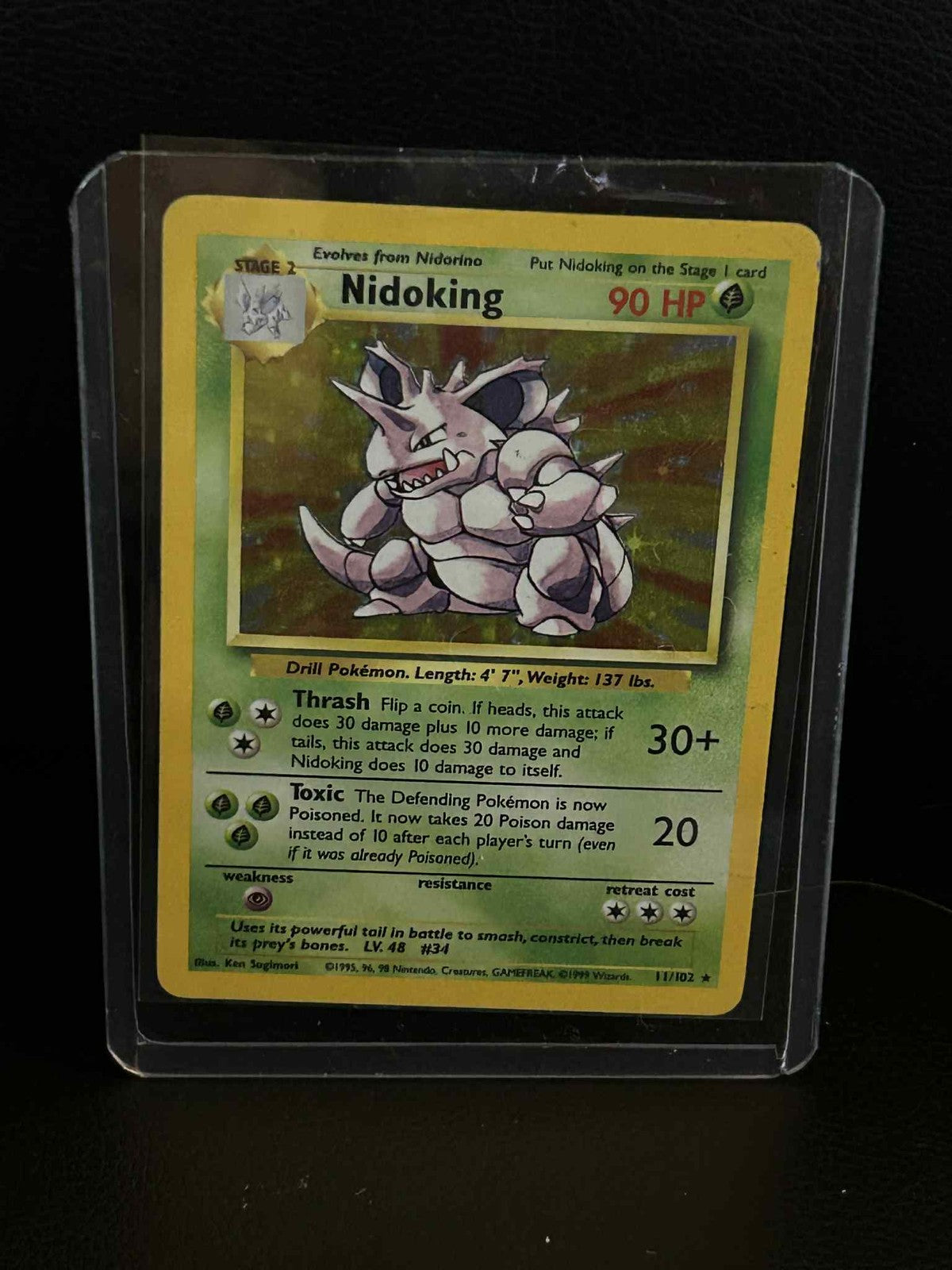 Nidoking - 11/102 - Holo Rare - Unlimited Edition Base Set Pokemon Damaged, Engl