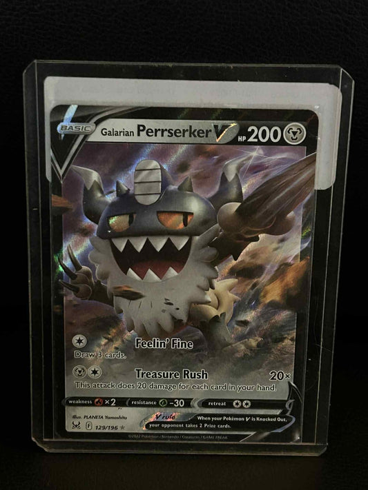 Galarian Perrserker V - 129/196 - Ultra Rare Sword & Shield - Lost Origin Pokemo