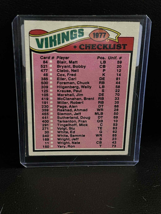 Vikings Checklist #215 | 1977 Topps Football
