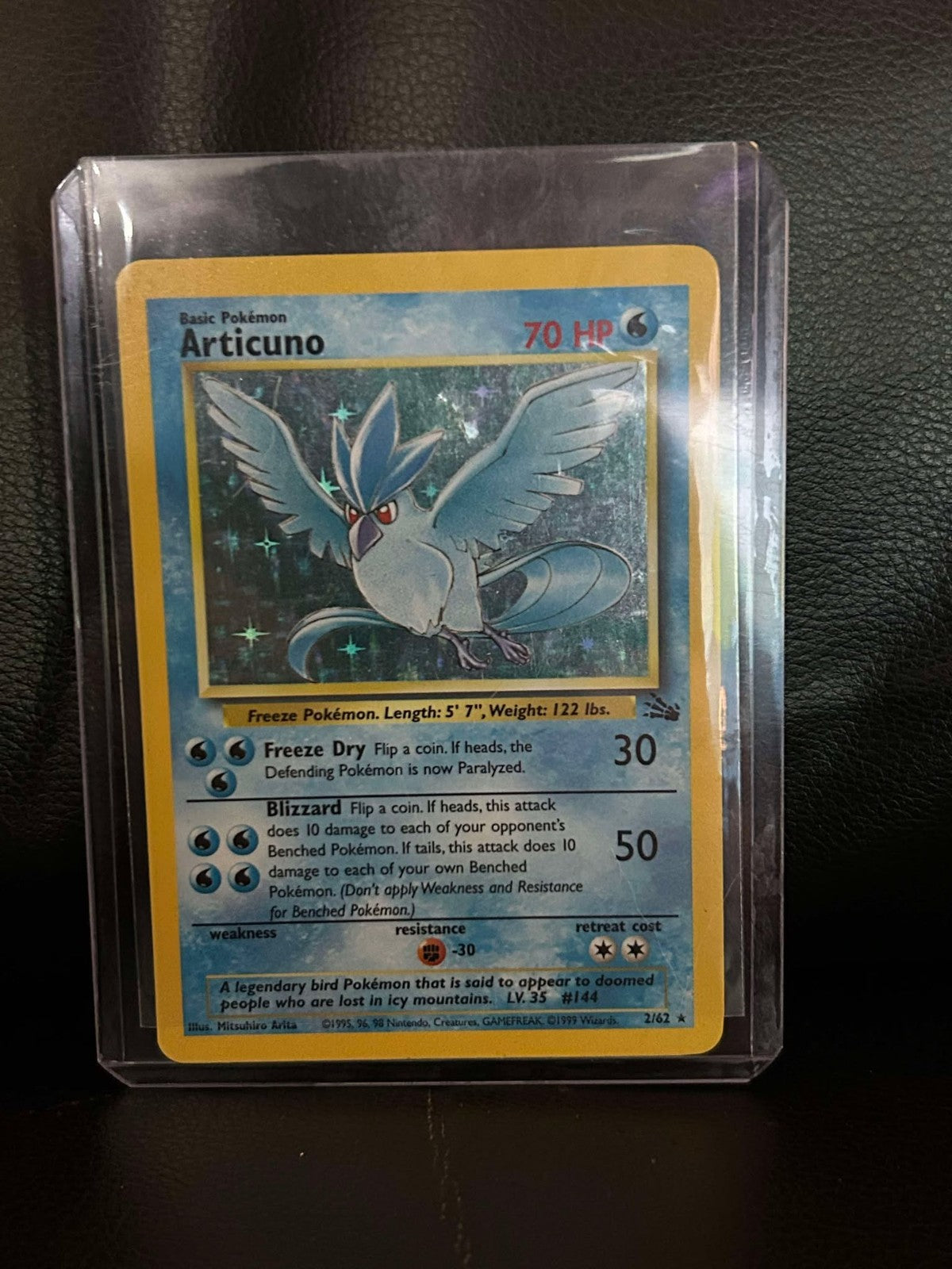 Articuno - 2/62 - Holo Rare - Unlimited Edition Fossil Pokemon Damaged, English