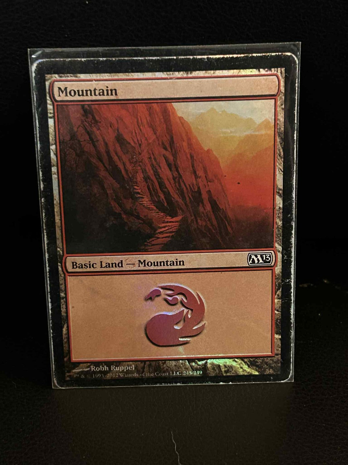 Mountain (245) - Foil Magic 2013 Magic: the Gathering Heavily Played, English