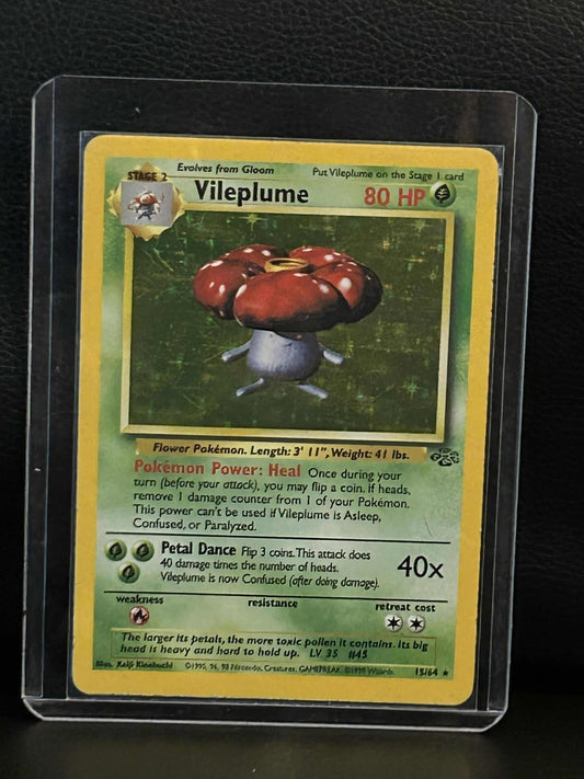 Vileplume - 15/64 - Holo Rare - Unlimited Edition Jungle Pokemon Damaged, Englis