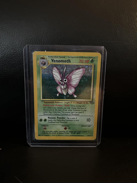 Venomoth - 13/64 - Holo Rare - Unlimited Edition Jungle Pokemon Damaged, English