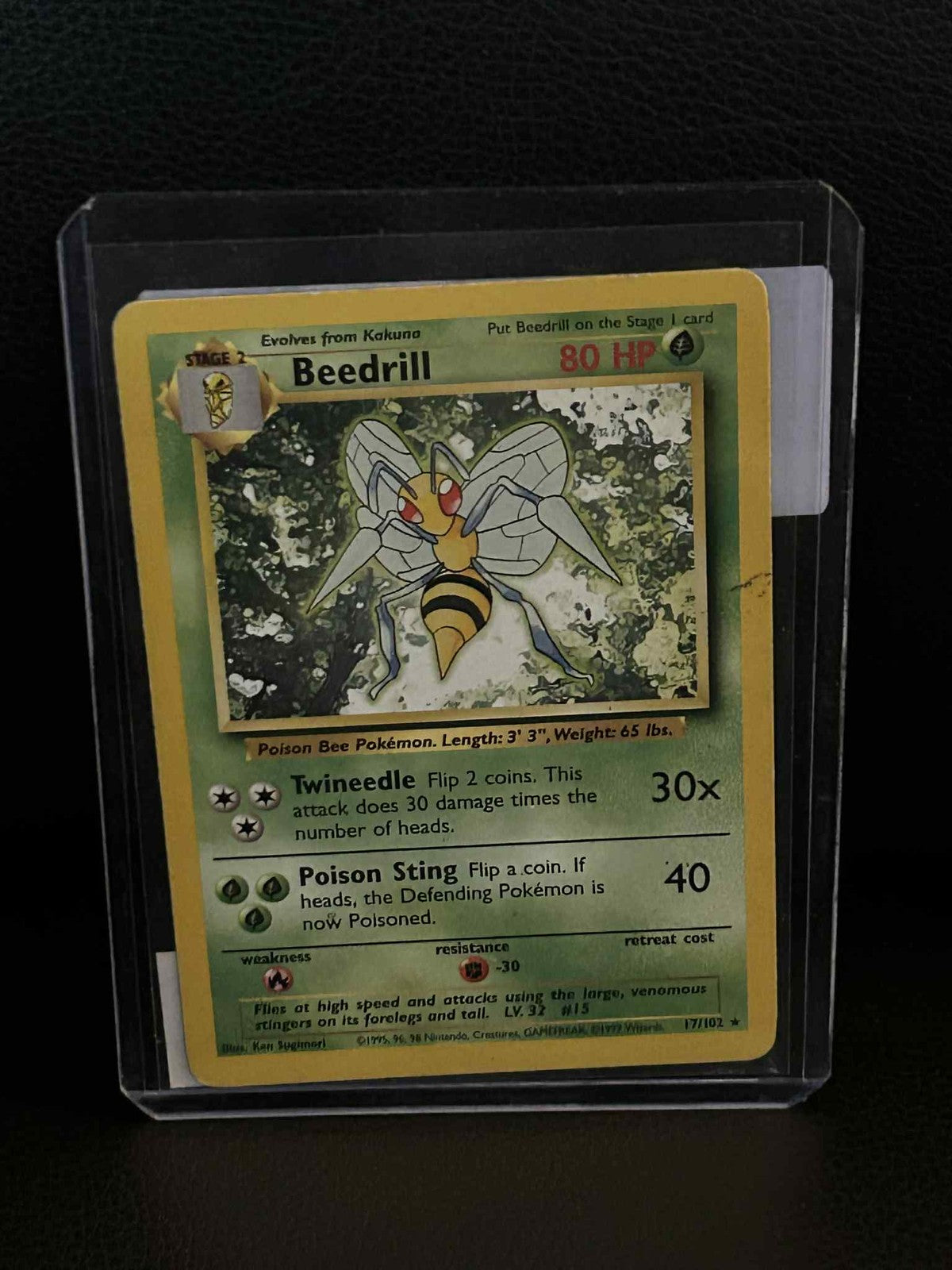 Beedrill - 17/102 - Rare - Unlimited Edition Base Set Pokemon Moderately Played,