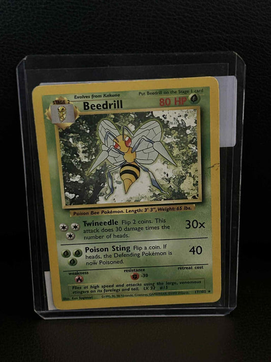 Beedrill - 17/102 - Rare - Unlimited Edition Base Set Pokemon Moderately Played,