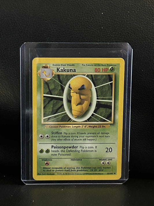 Kakuna - 33/102 - Uncommon - Unlimited Edition Base Set Pokemon Moderately Playe