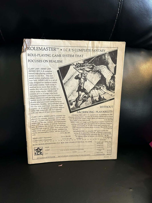 Rolemaster RPG Dragon Magazine I.C.E.'s Complete Fantasy July 1983