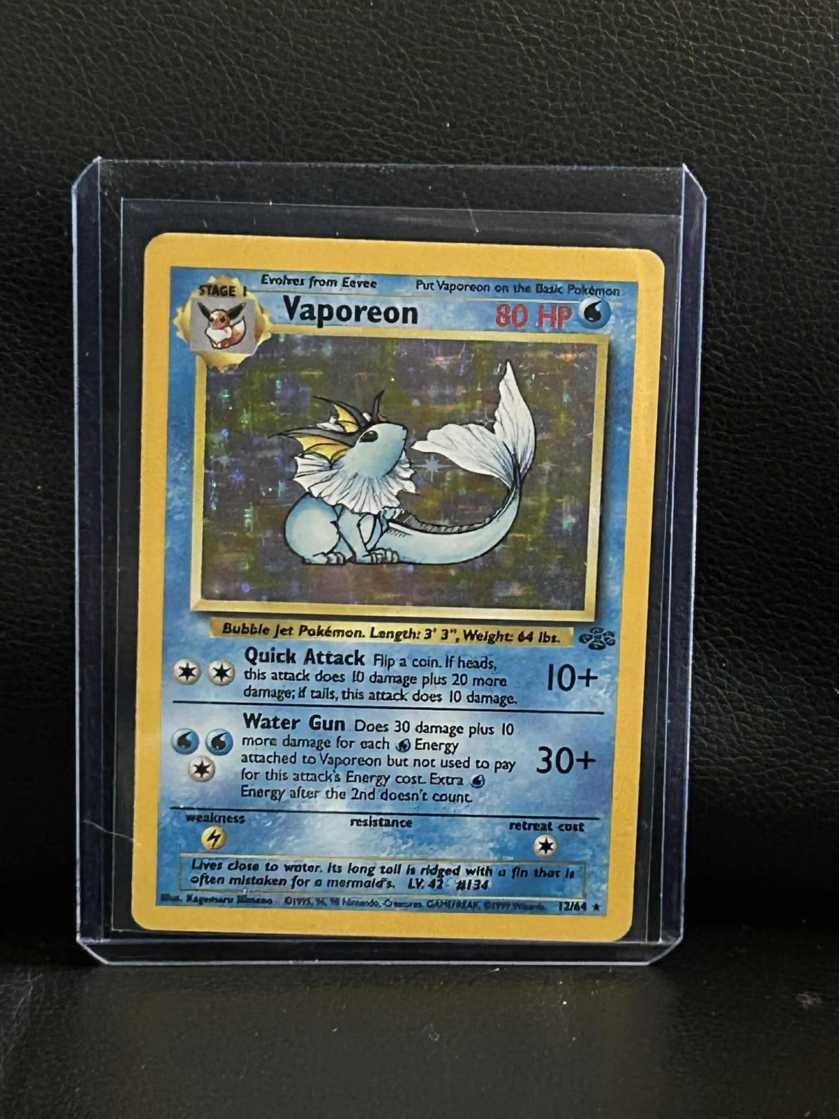 Vaporeon - 12/64 - Holo Rare - Unlimited Edition Jungle Pokemon