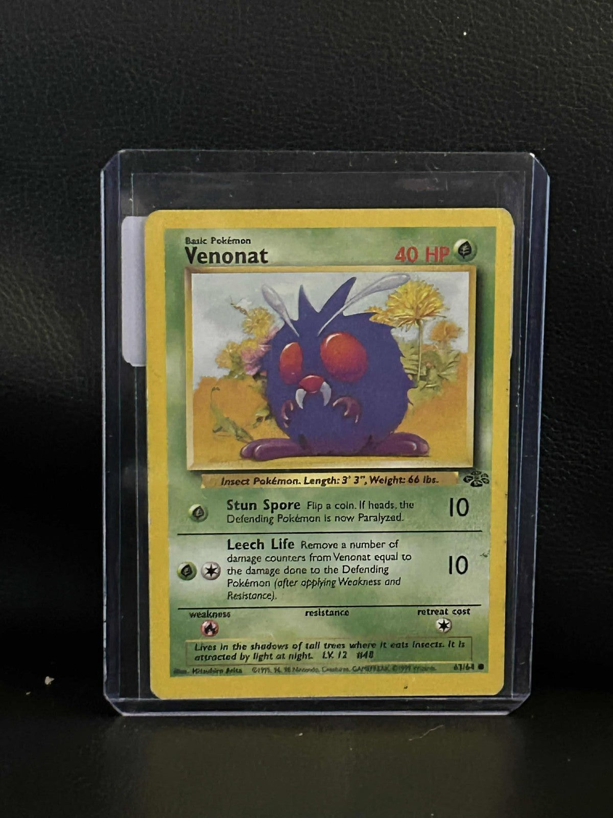 Venonat - 63/64 - Common - Unlimited Edition Jungle Pokemon Moderately Played, E