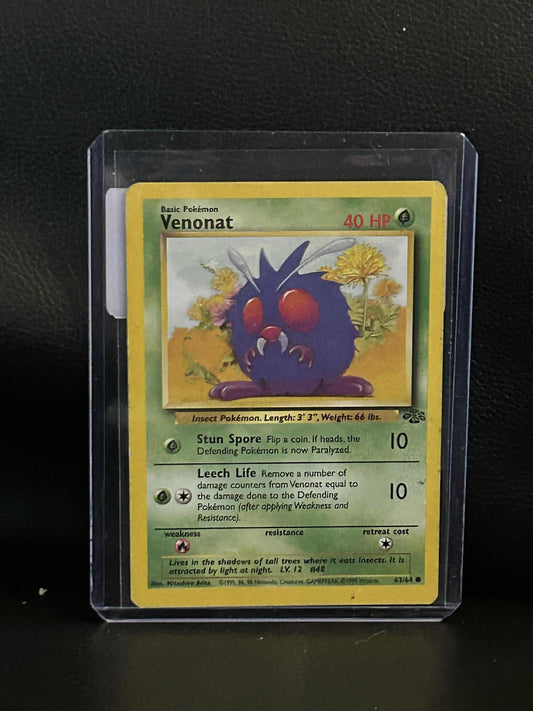 Venonat - 63/64 - Common - Unlimited Edition Jungle Pokemon Moderately Played, E