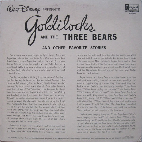 Rica Moore - Goldilocks And The Three Bears (LP) (Sehr Gut (VG))