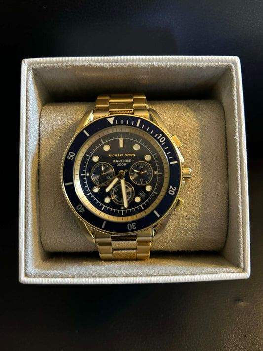 Michael Kors Uhr Maritime MK9205 Herren Blau 200M geprüft mit Box & Papieren