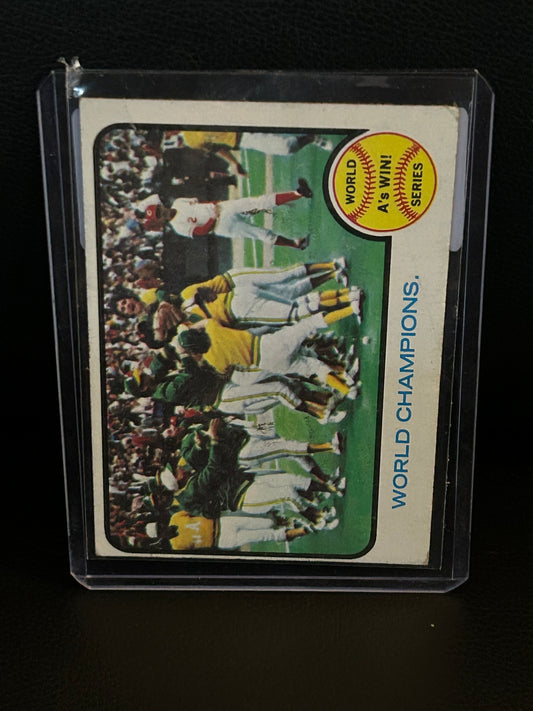 A's Win! [World Champions] #210 | 1973 Topps Baseball