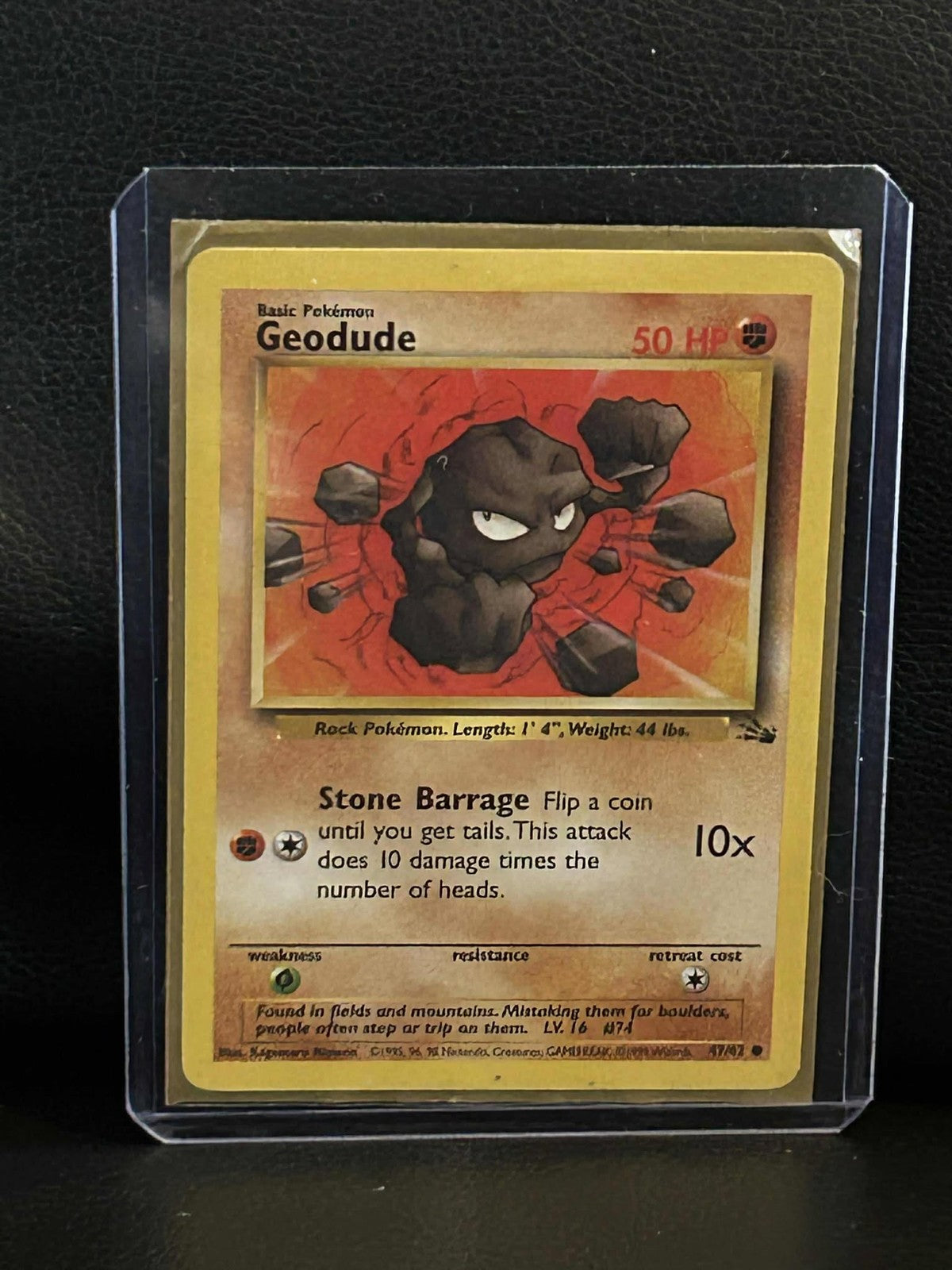 Geodude - 47/62 - Common - Unlimited Edition Fossil Pokemon Moderately Played, E