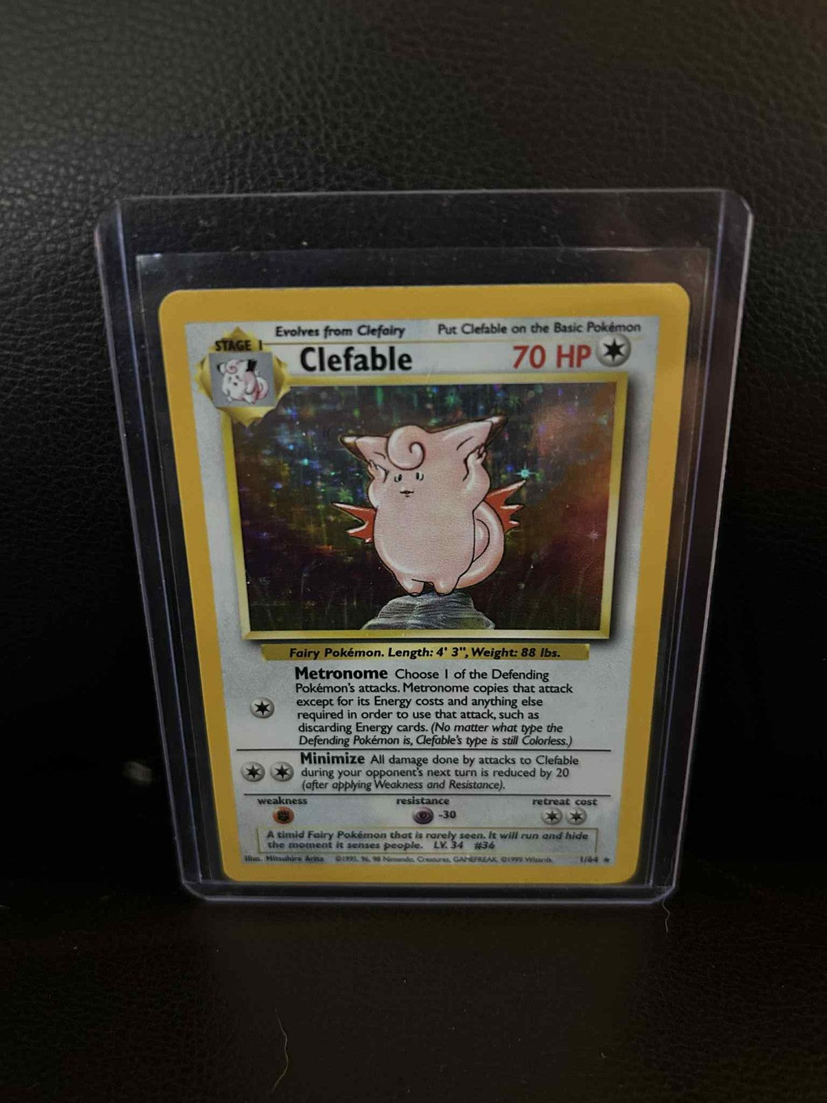 Clefable - 1/64 - Holo Rare - Unlimited Edition - Missing Set Symbol Jungle Poke