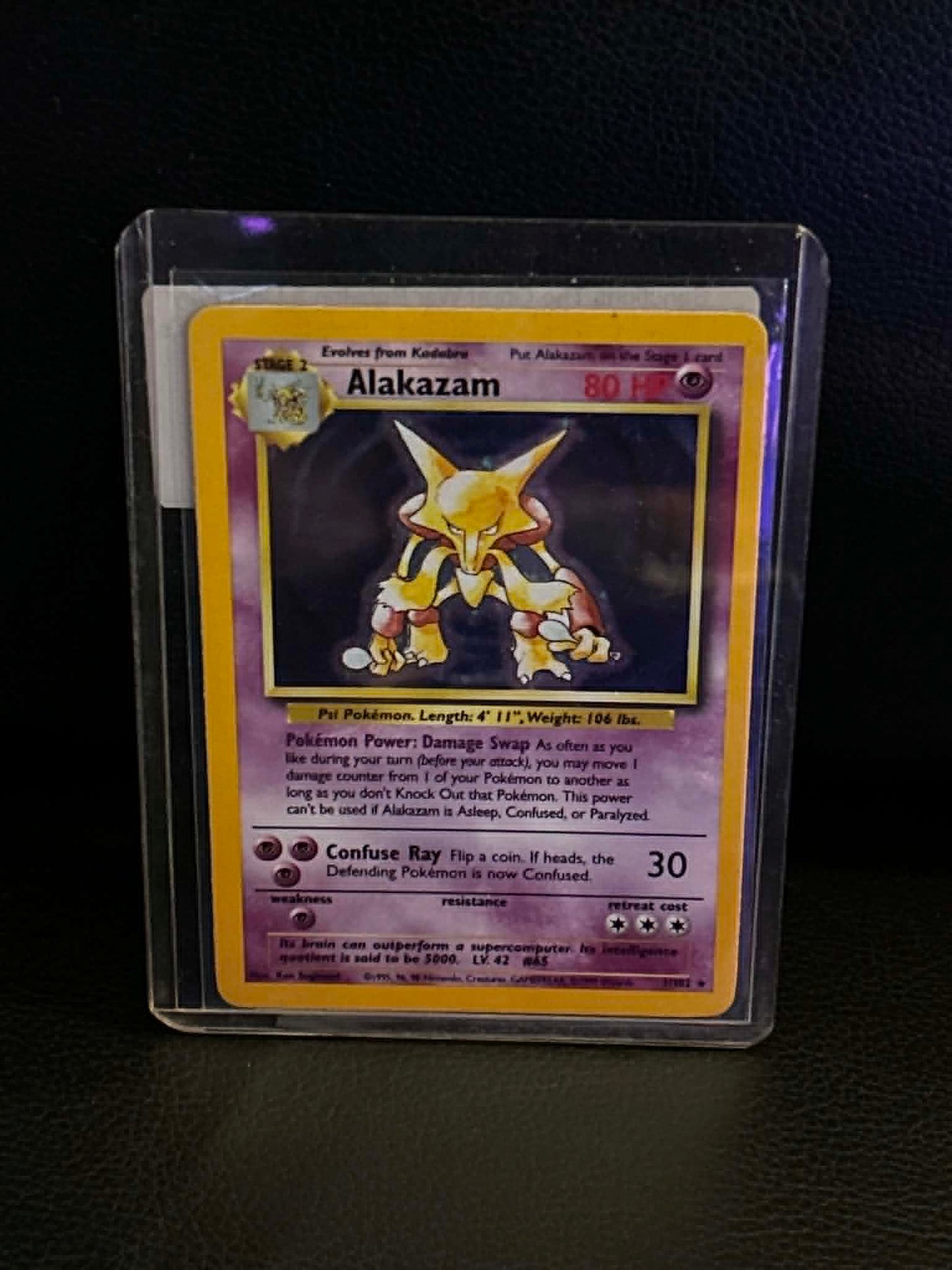 Alakazam 001/102 Base Set Holo Rare Pokemon Holofoil Lightly Played English Trading Card