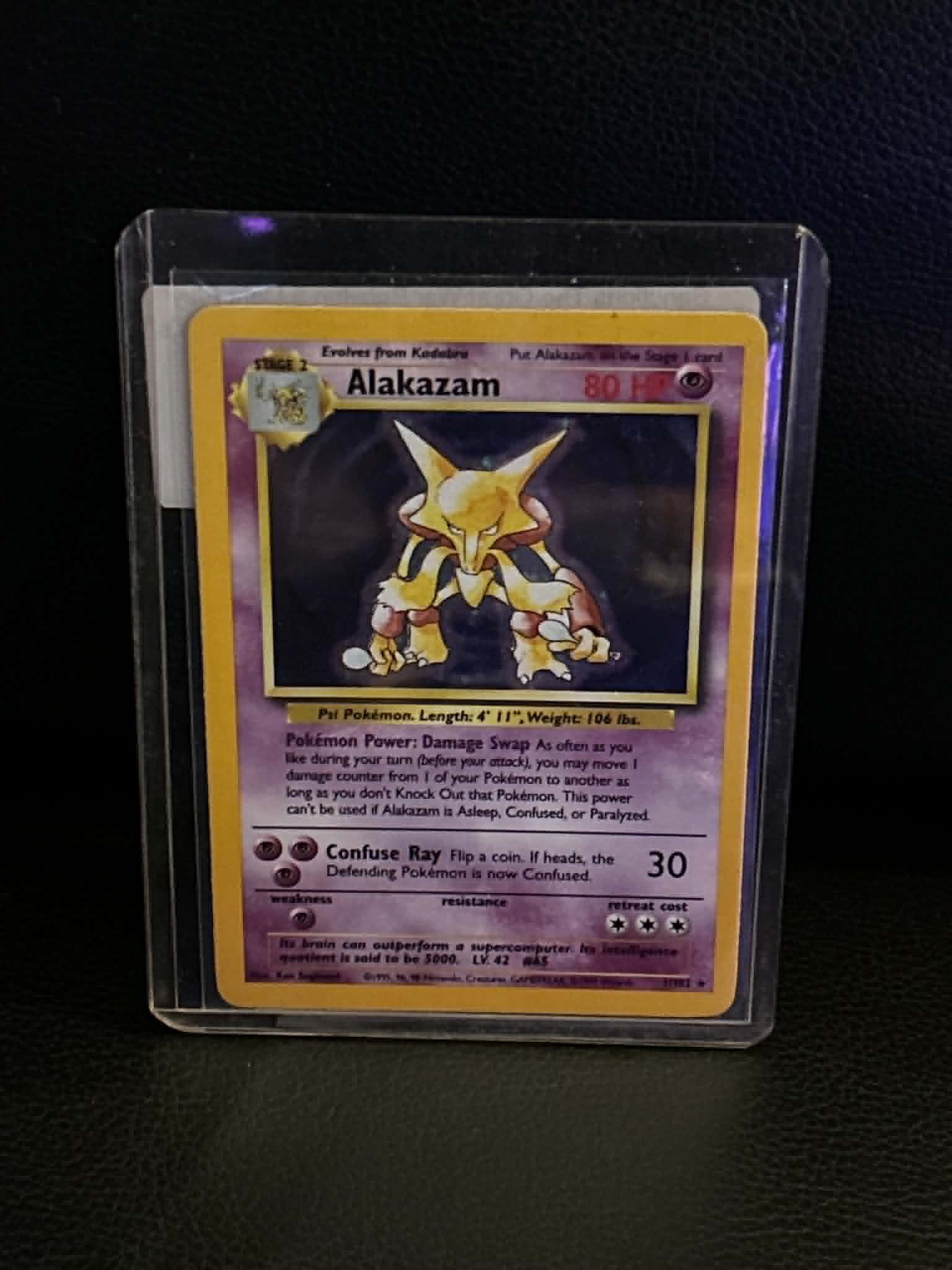 Alakazam 001/102 Base Set Holo Rare Pokemon Holofoil Lightly Played English Trading Card