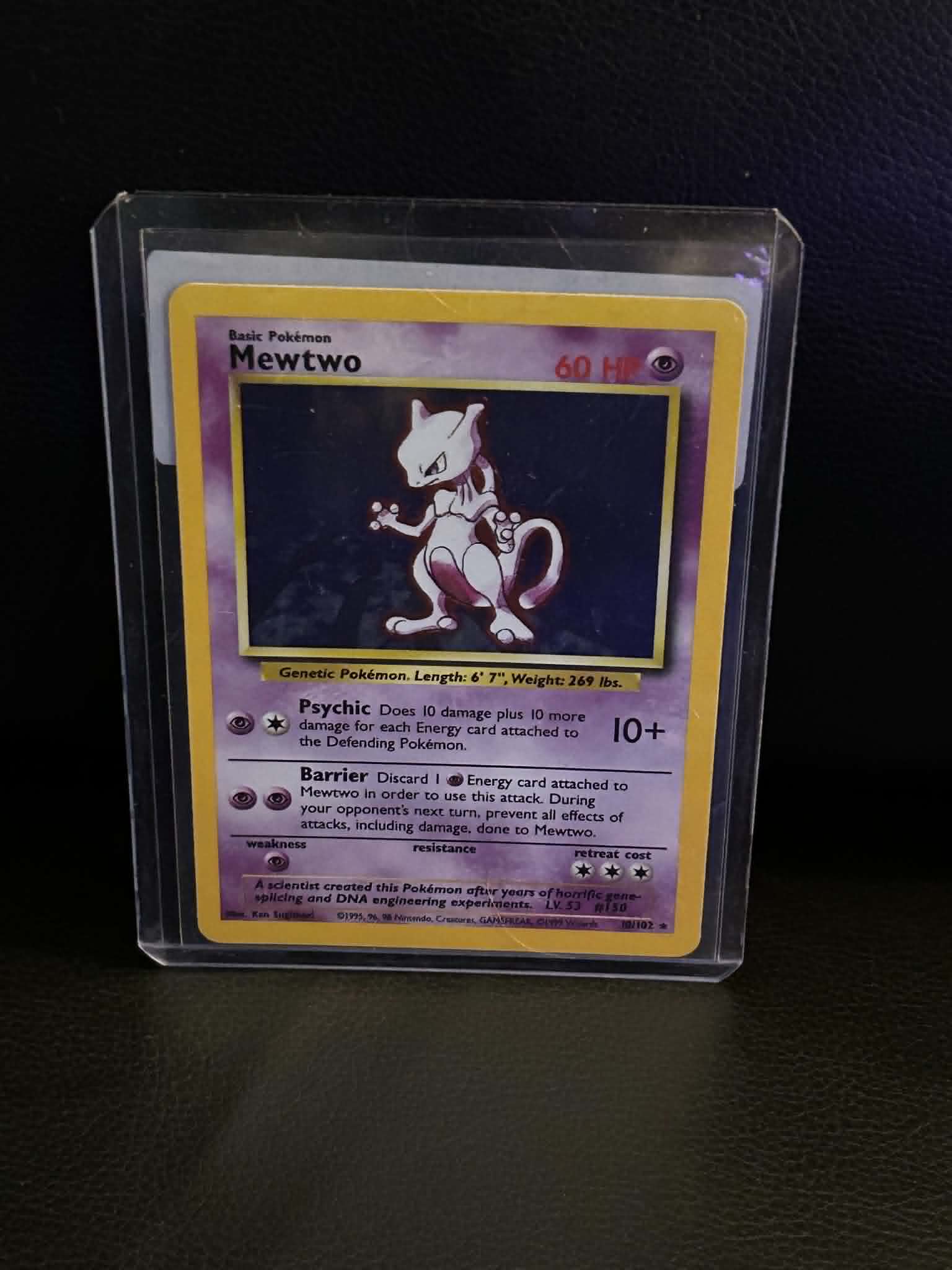 Mewtwo 010/102 Base Set Holo Rare Pokemon Holofoil Lightly Played English Trading Card
