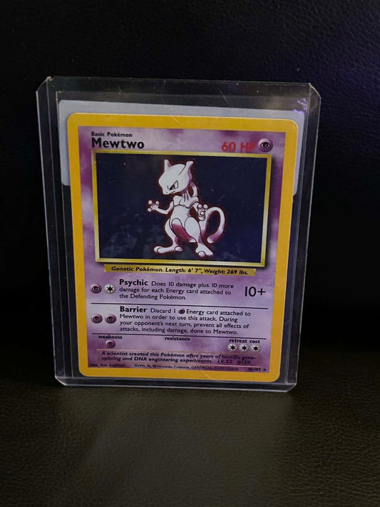 Mewtwo 010/102 Base Set Holo Rare Pokemon Holofoil Lightly Played English Trading Card