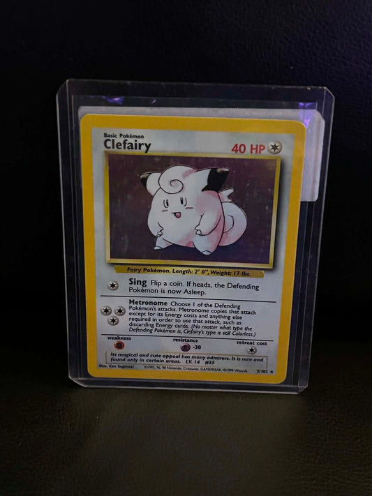 Clefairy 005/102 Base Set Holo Rare Pokemon Holofoil Lightly Played English Trading Card