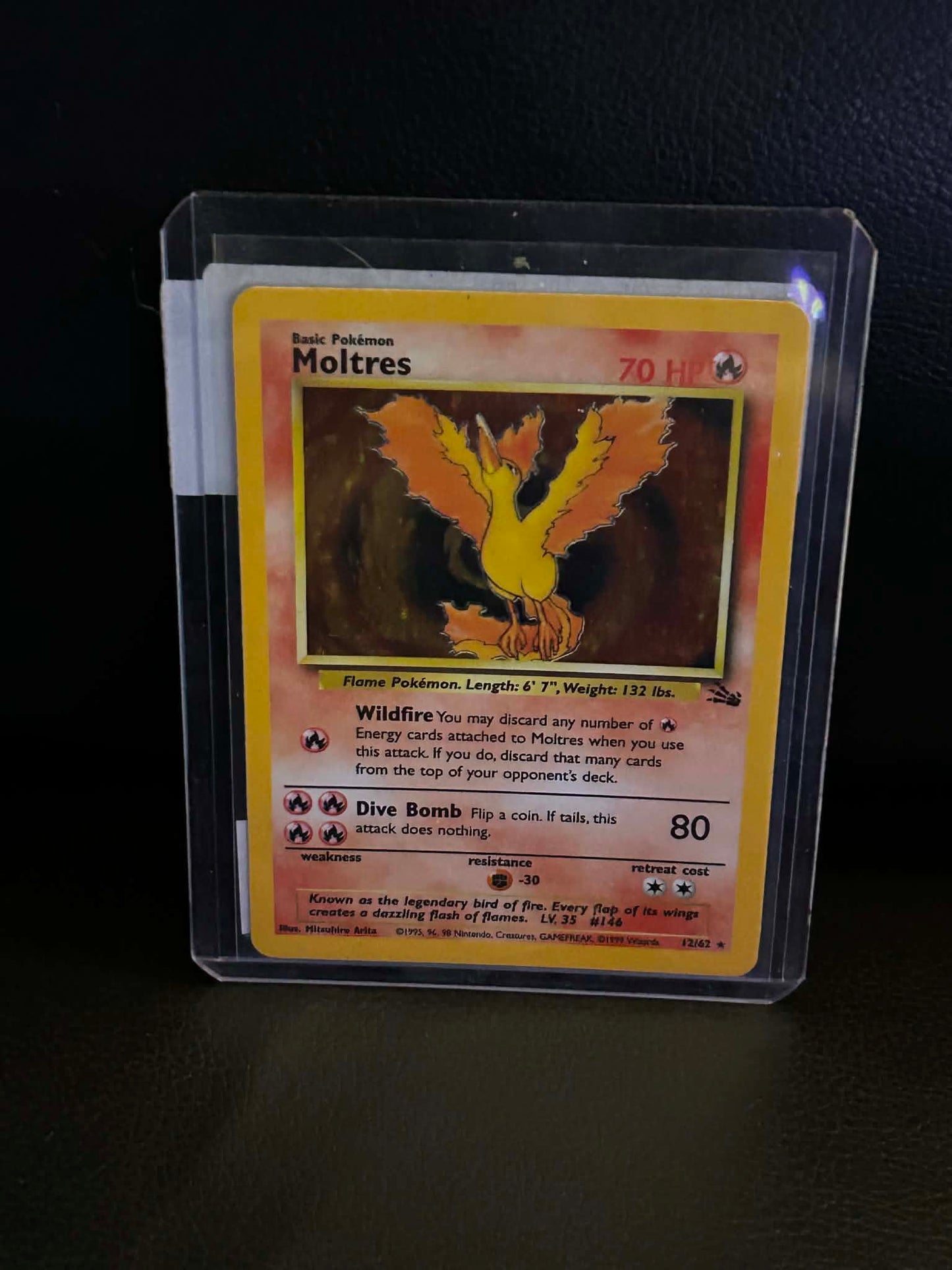 Moltres (12) 12/62 Fossil Holo Rare Pokemon Unlimited Holofoil Lightly Played English Trading Card