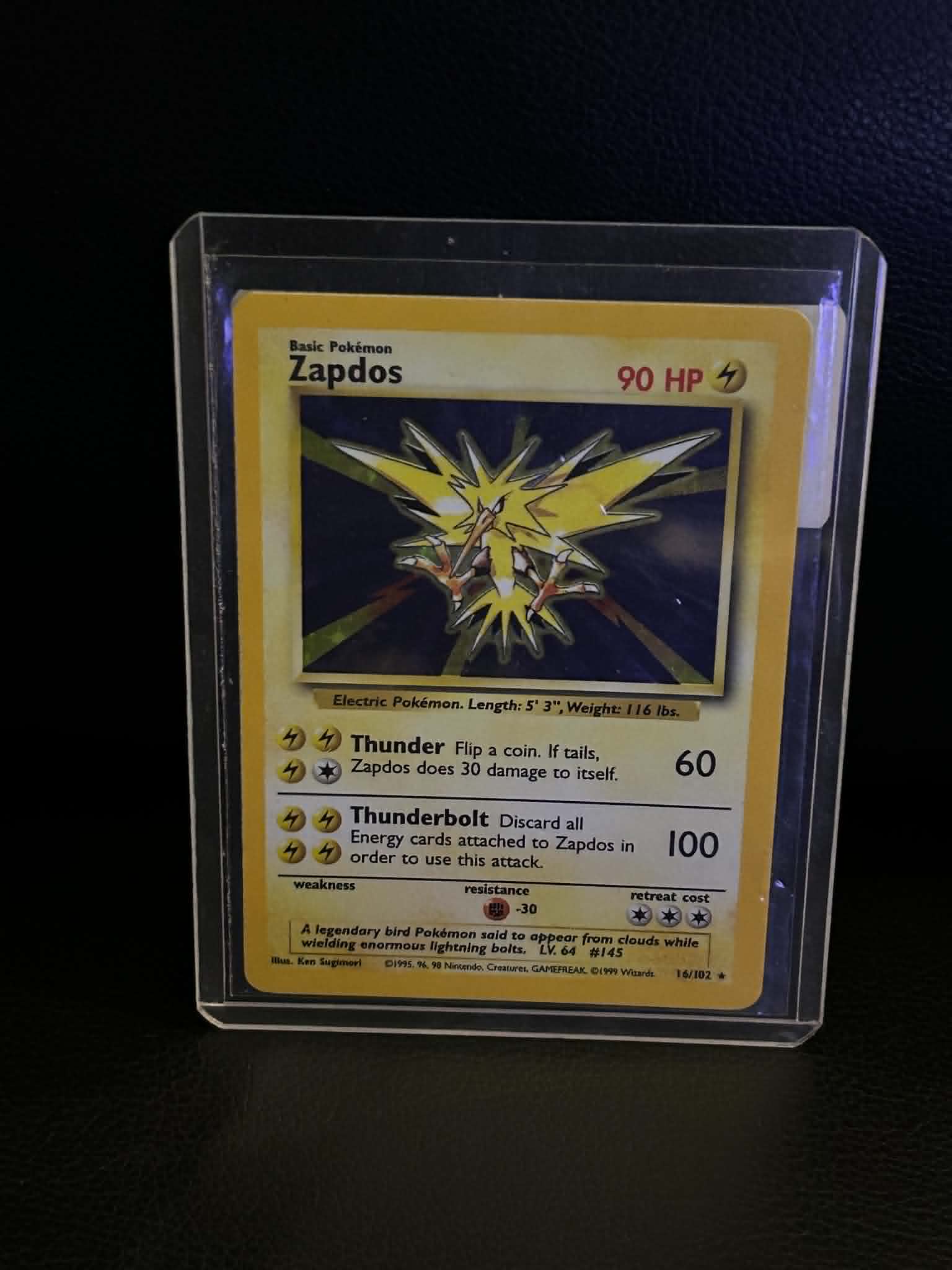 Zapdos 016/102 Base Set Holo Rare Pokemon Holofoil Lightly Played English Trading Card