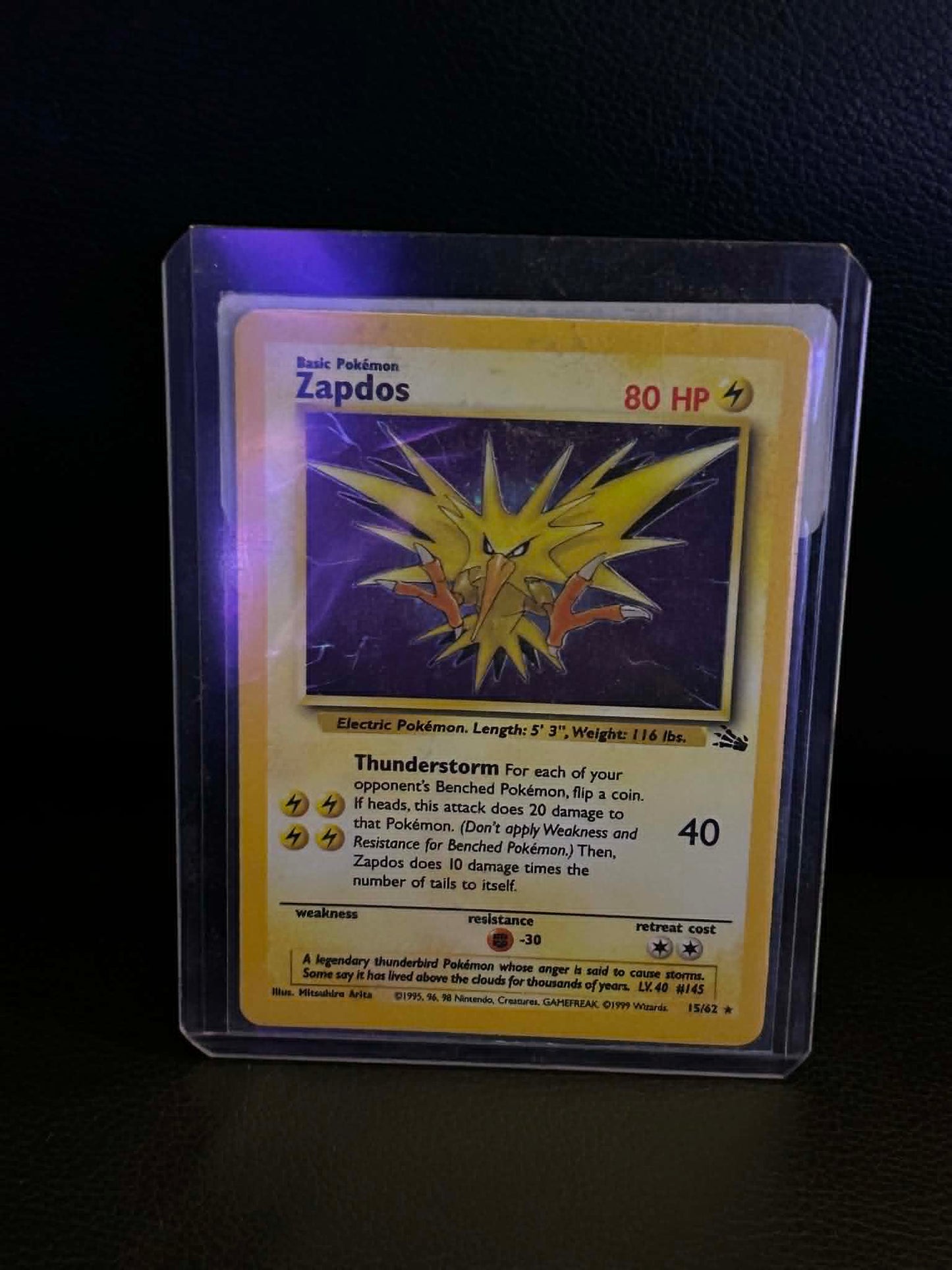 Zapdos (15) 15/62 Fossil Holo Rare Pokemon Unlimited Holofoil Lightly Played English Trading Card