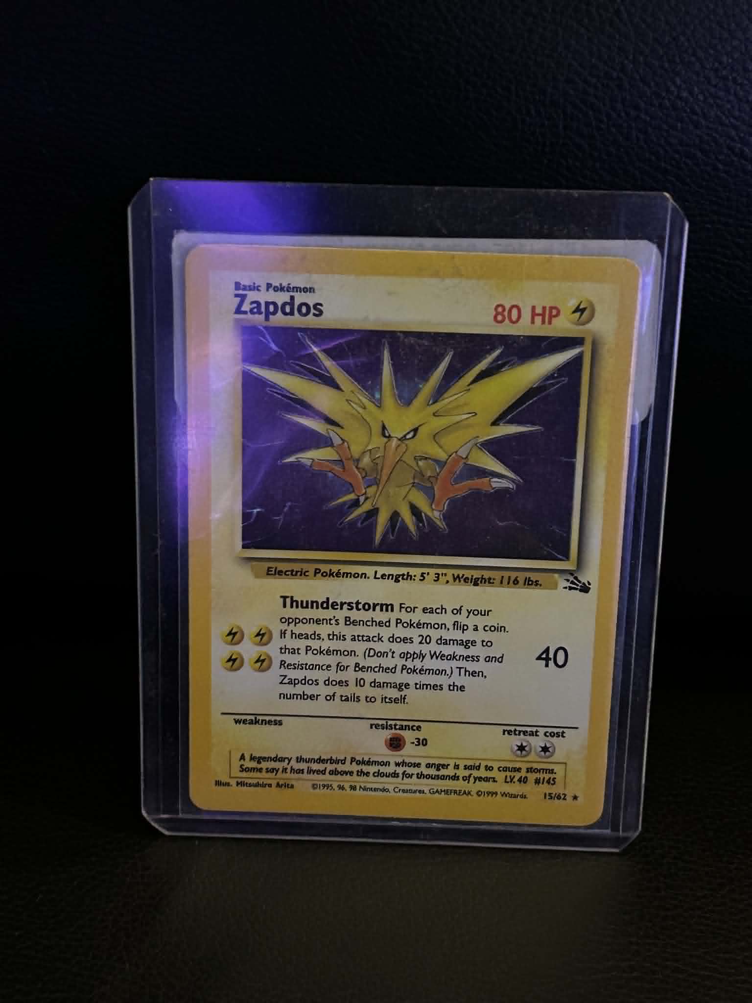 Zapdos (15) 15/62 Fossil Holo Rare Pokemon Unlimited Holofoil Lightly Played English Trading Card