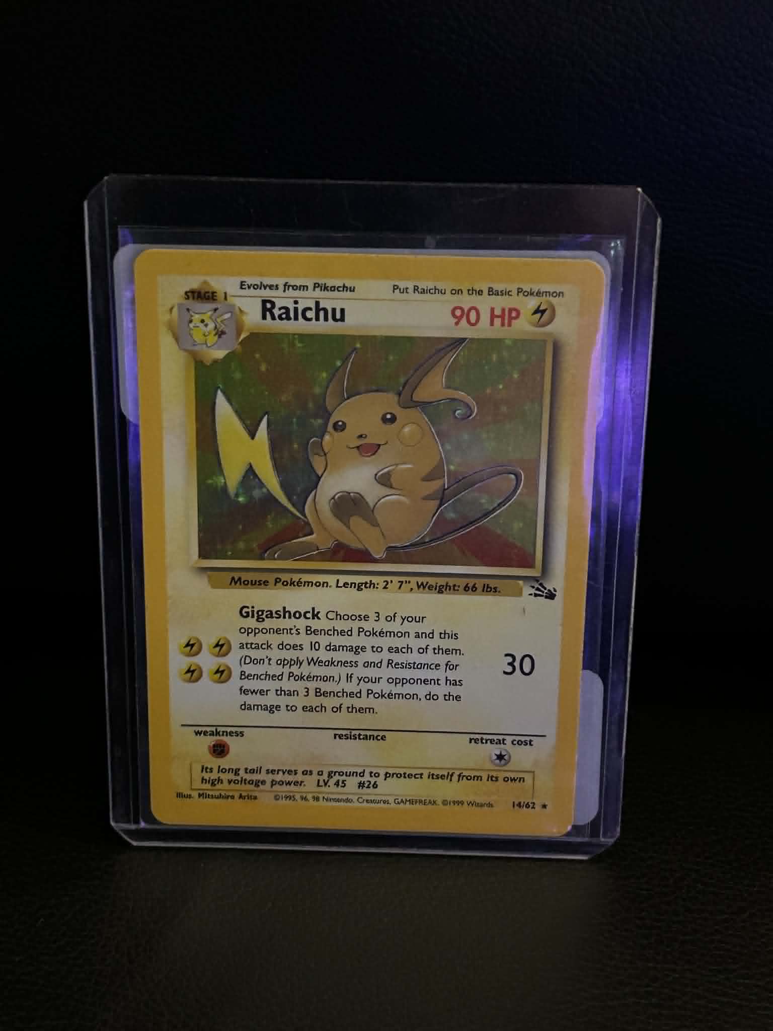 Raichu (14) 14/62 Fossil Holo Rare Pokemon Unlimited Holofoil Lightly Played English Trading Card