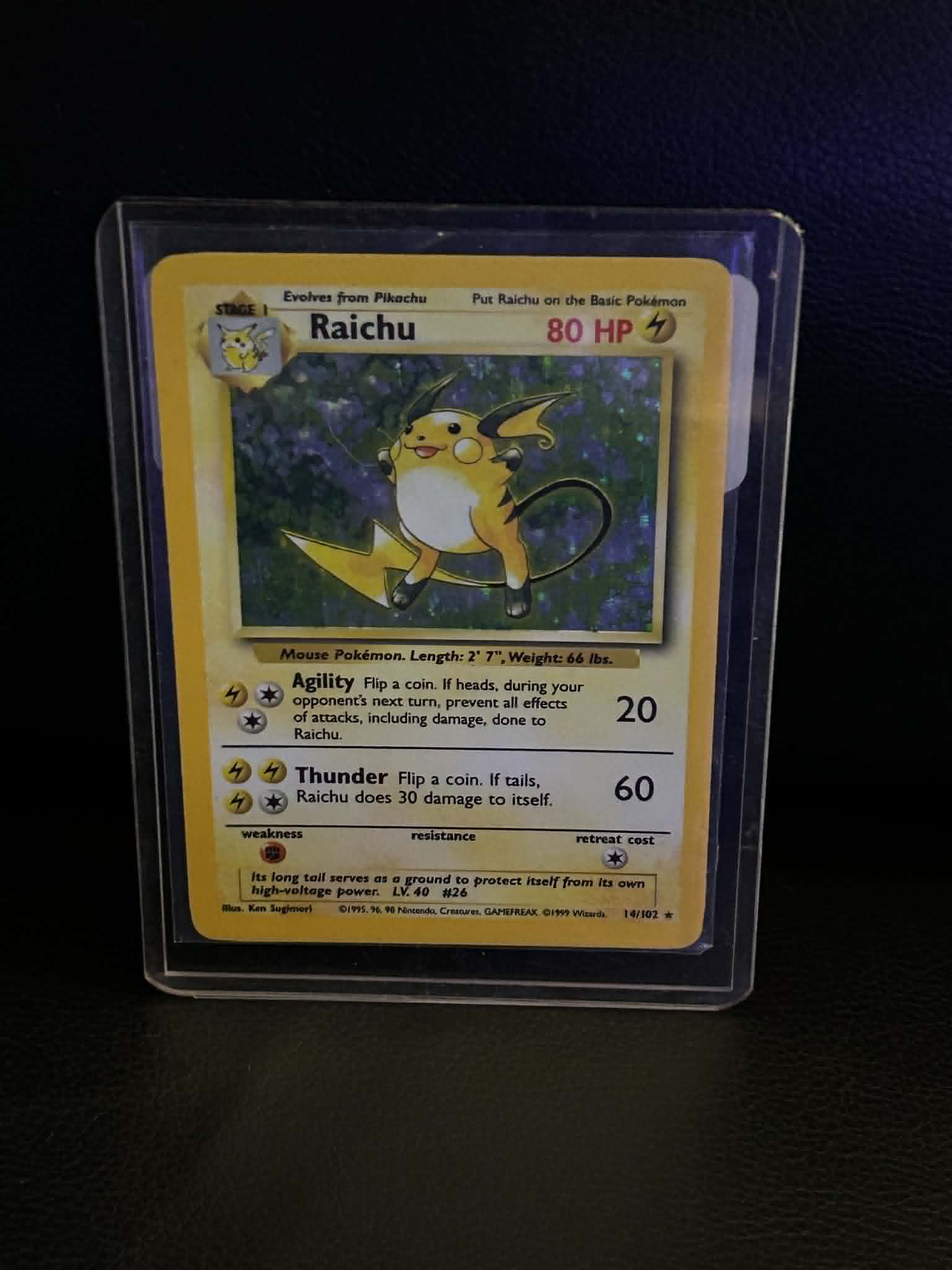 Raichu 014/102 Base Set Holo Rare Pokemon Holofoil Lightly Played English Trading Card