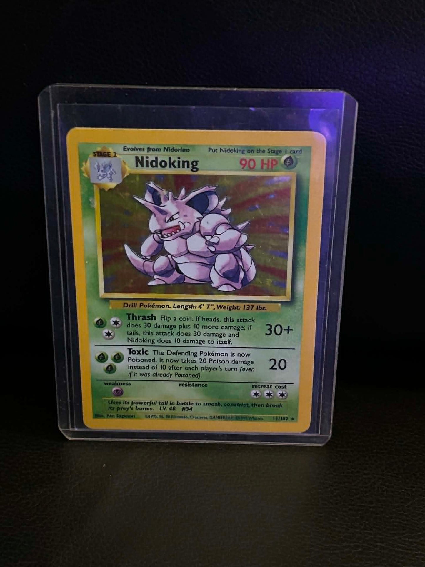 Nidoking 011/102 Base Set Holo Rare Pokemon Holofoil Lightly Played English Trading Card