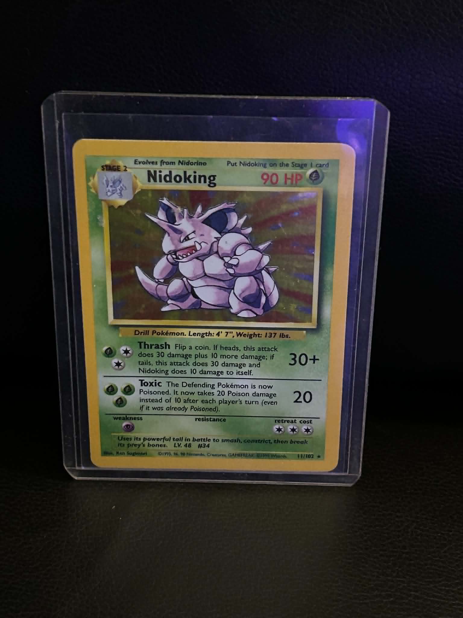 Nidoking 011/102 Base Set Holo Rare Pokemon Holofoil Lightly Played English Trading Card