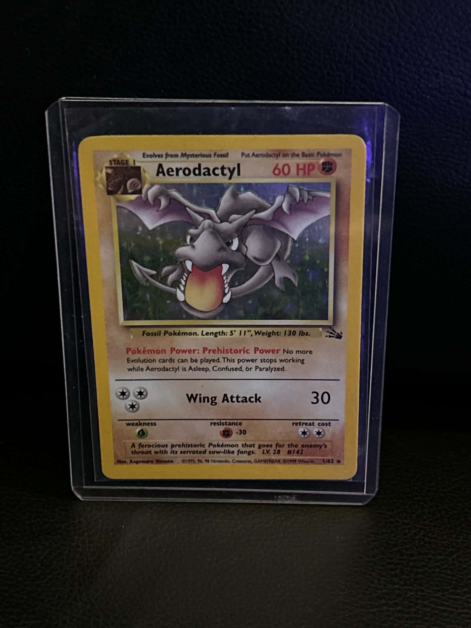 Aerodactyl (1) 01/62 Fossil Holo Rare Pokemon Unlimited Holofoil Lightly Played English Trading Card