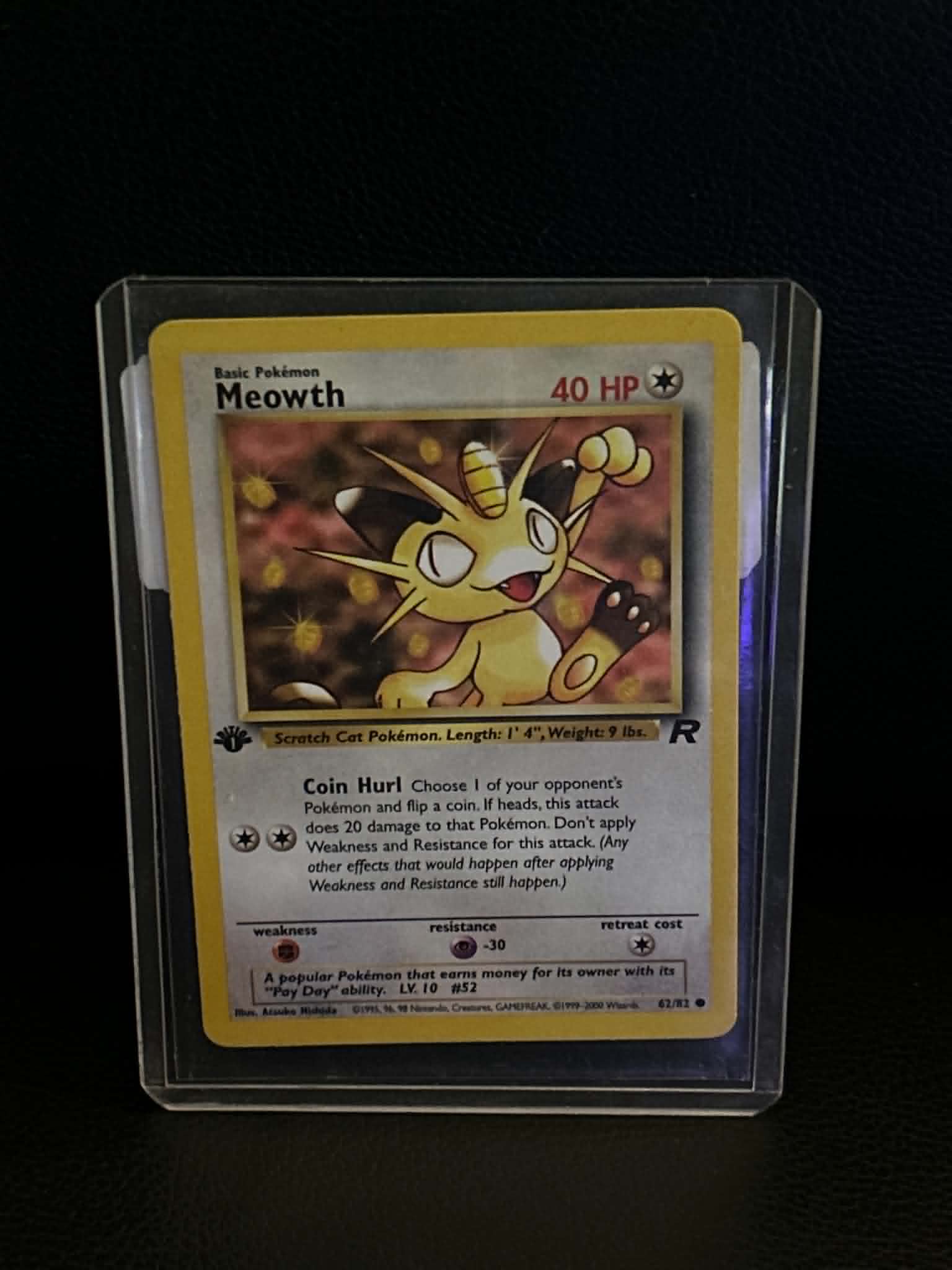 Meowth 62/82 Team Rocket Common Pokemon 1st Edition Lightly Played English Trading Card
