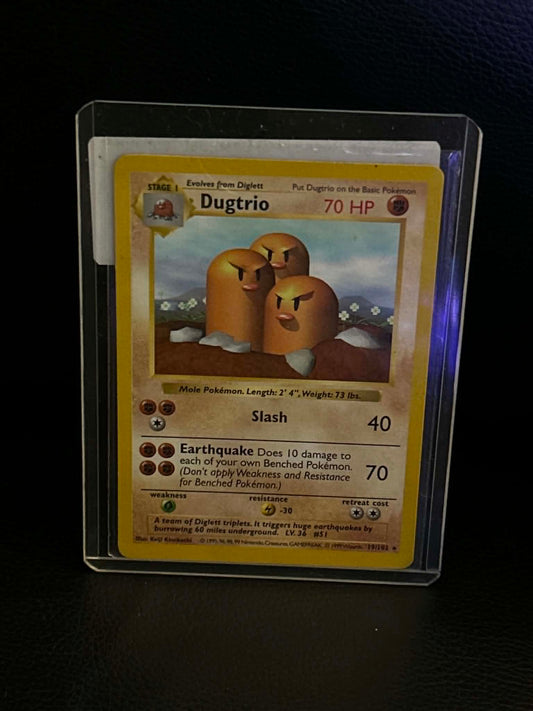 Dugtrio 019/102 Base Set (Shadowless) Rare Pokemon Unlimited Lightly Played English Trading Card