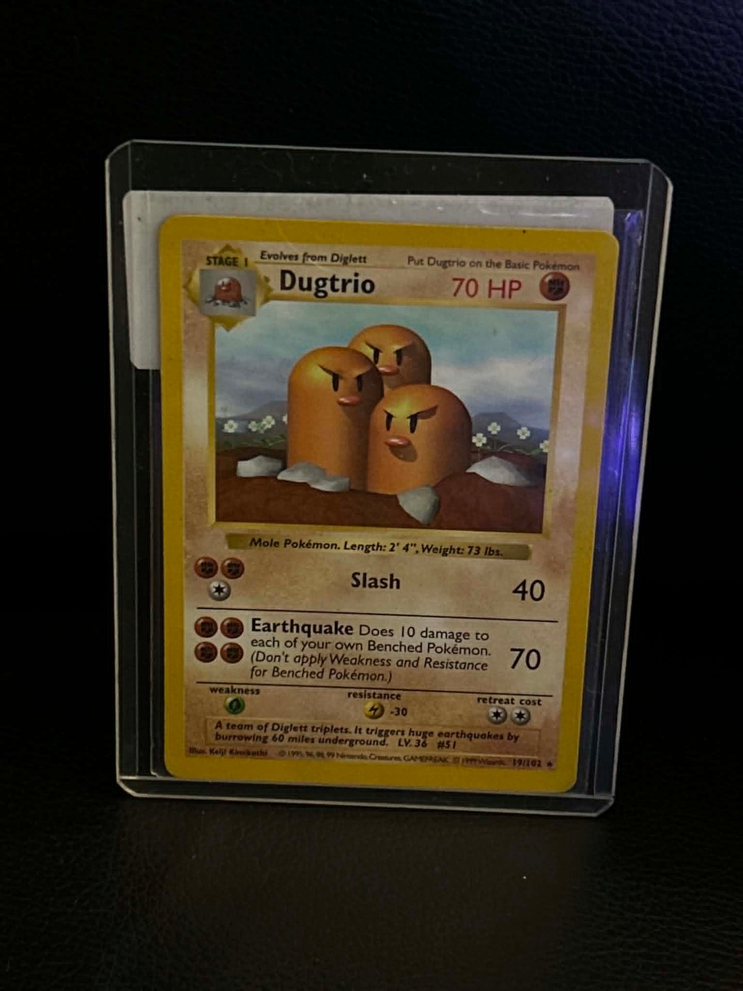Dugtrio 019/102 Base Set (Shadowless) Rare Pokemon Unlimited Lightly Played English Trading Card