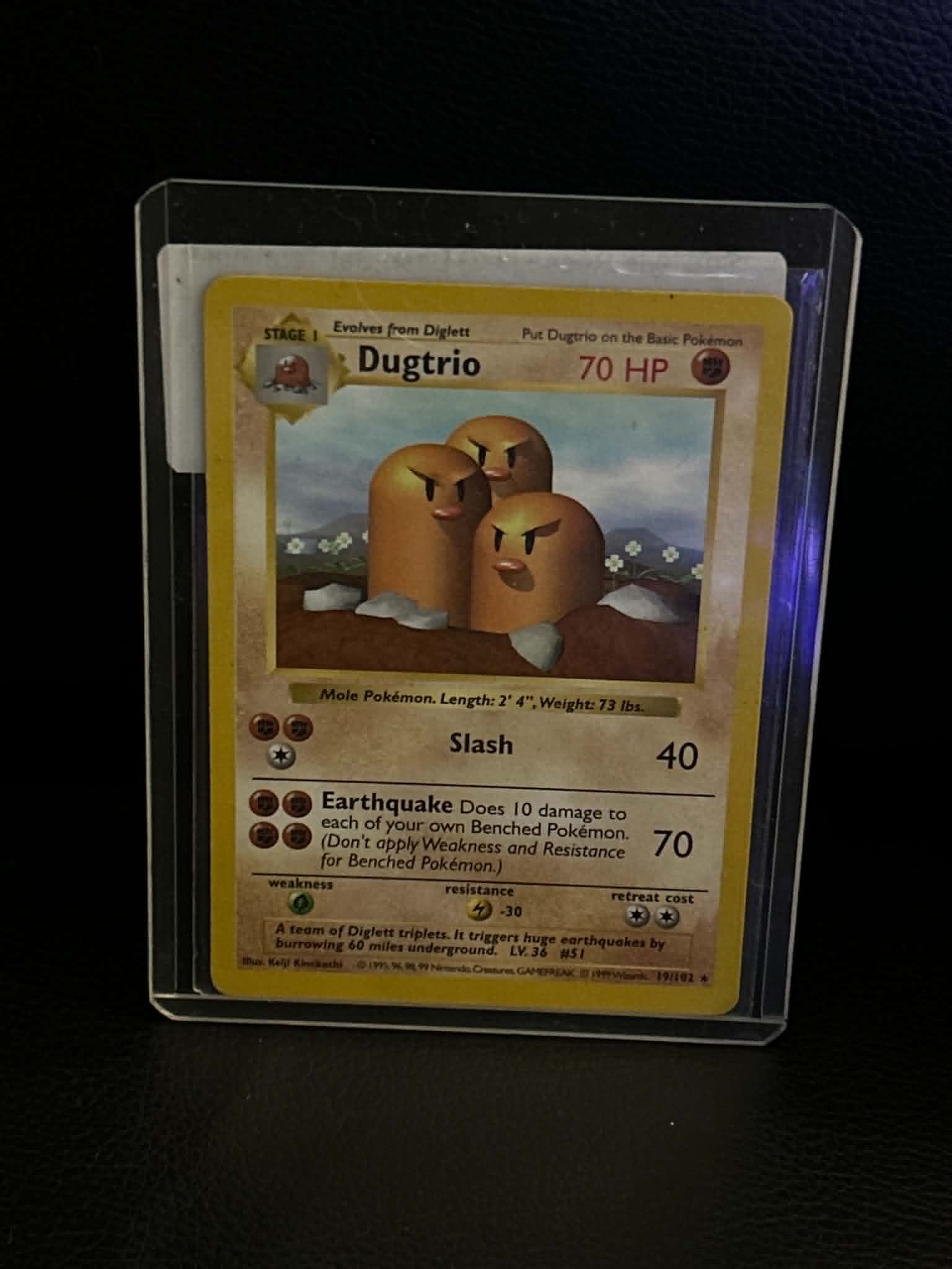 Dugtrio 019/102 Base Set (Shadowless) Rare Pokemon Unlimited Lightly Played English Trading Card