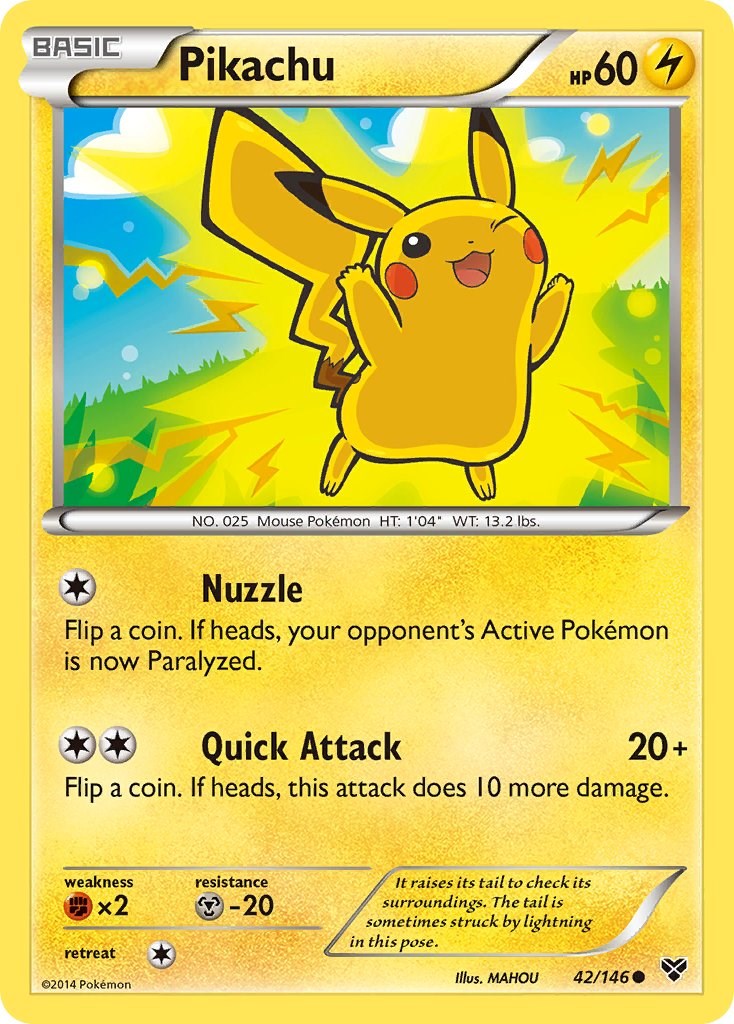Pikachu 42/146 XY Base Set Common Pokemon Normal Lightly Played English Trading Card