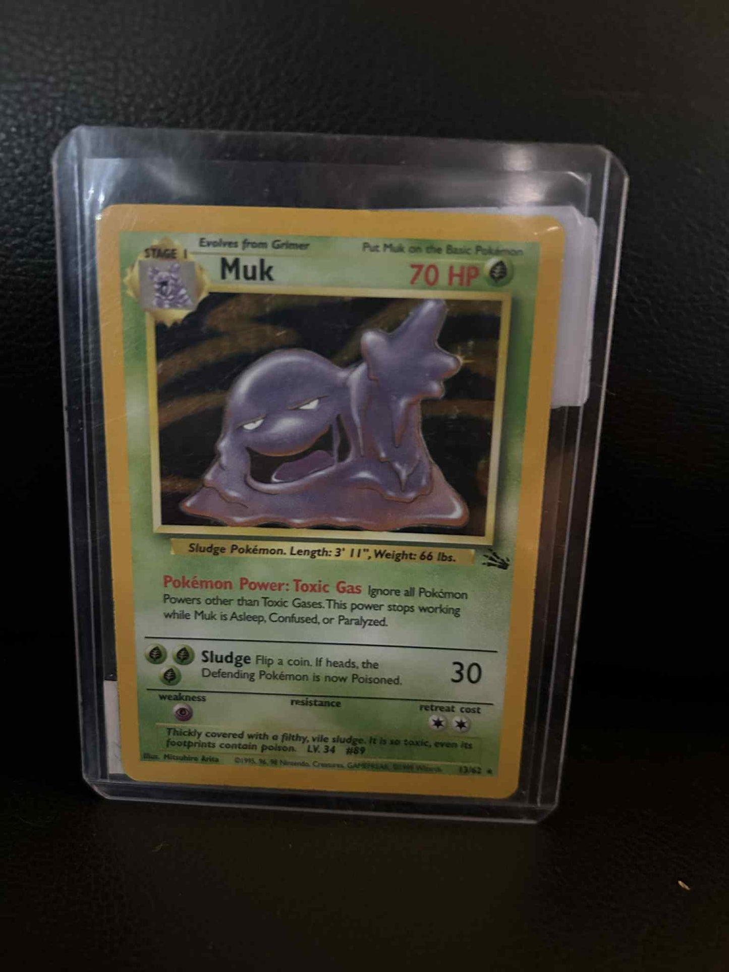 Muk - 13/62 - Holo Rare - Unlimited Edition Fossil Pokemon Heavily Played, Engli