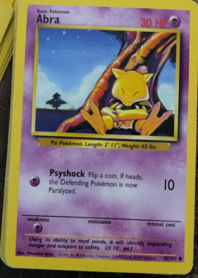 Abra 043/102 Base Set Common Pokemon Normal Moderately Played English Trading Card