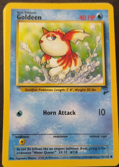 Goldeen 076/130 Base Set 2 Common Pokemon Normal Moderately Played English Trading Card