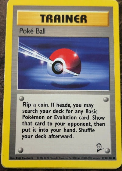 Poke Ball 121/130 Base Set 2 Common Pokemon Normal Moderately Played English Trading Card